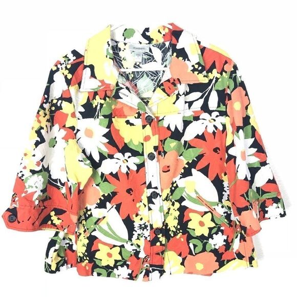 DressBarn Floral Print ButtonUp HalfSleeve Jacket - Picture 1 of 6